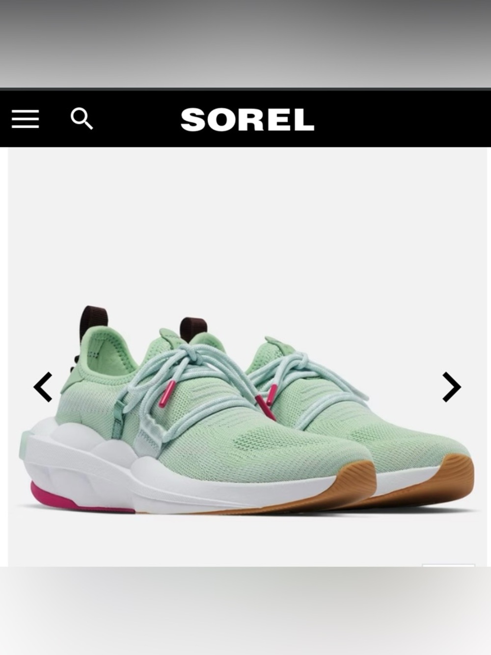 Sorel Mint Knit Lace-Up Women’s Sneakers with Gum and Pink Accents